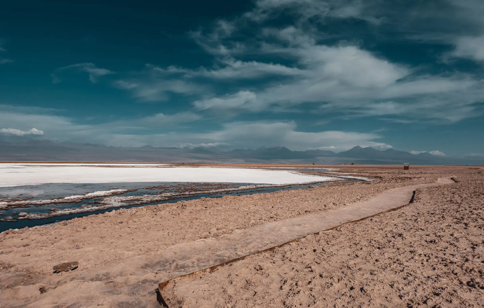 Salt flats and arid ground in the Atacama near San Pedro de Atacama, Chile